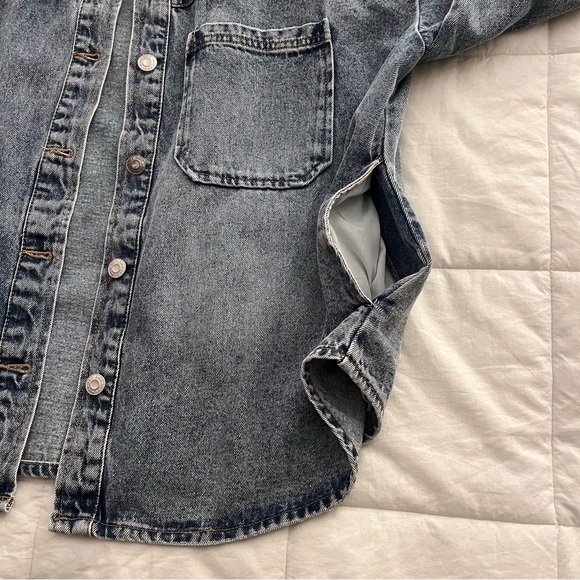 Kensie Shirt Denim Jacket with Hidden Side Pockets Acid Wash Women's XL - Picture 6 of 9